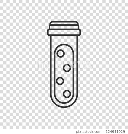 Blood test tube icon in flat style. Hematology vector illustration on isolated background. Laboratory flask sign business concept. 124951029