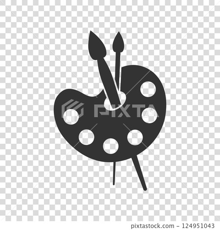 Artist's palette in flat style. Painter's tools vector illustration on isolated background. Drawing equipment sign business concept. Artist's palette in flat style. Painter's tools vector illustration on isolated background. Drawing equipment sign business concept. 124951043