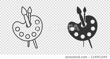 Artist's palette in flat style. Painter's tools vector illustration on isolated background. Drawing equipment sign business concept. 124951045