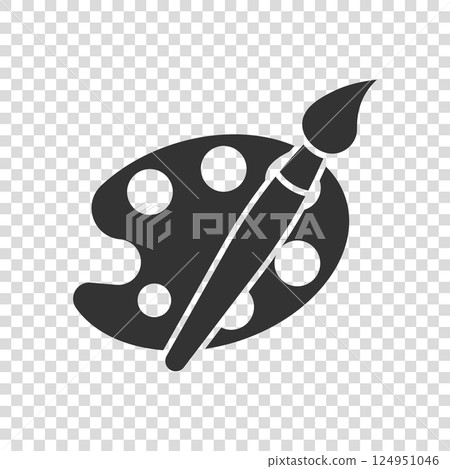 Artist's palette in flat style. Painter's tools vector illustration on isolated background. Drawing equipment sign business concept. 124951046