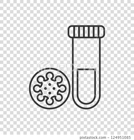 Coronavirus test icon in flat style. covid-19 vector illustration on isolated background. Medical diagnostic sign business concept. Coronavirus test icon in flat style. covid-19 vector illustration on isolated background. Medical diagnostic sign business concept. 124951085