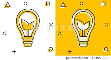 Light bulb icon in comic style. Lightbulb cartoon vector illustration on white isolated background. Energy lamp splash effect sign business concept. Light bulb icon in comic style. Lightbulb cartoon vector illustration on white isolated background. Energy lamp splash effect sign business concept. 124951129