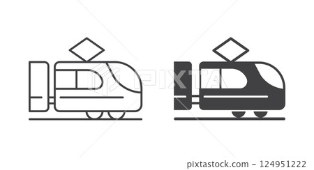 Metro train icon in flat style. Subway vector illustration on isolated background. Transport sign business concept. 124951222