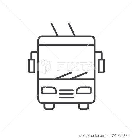 Trolleybus icon in line stroke flat style. Electric bus vector illustration on isolated background. Transport sign business concept. 124951223