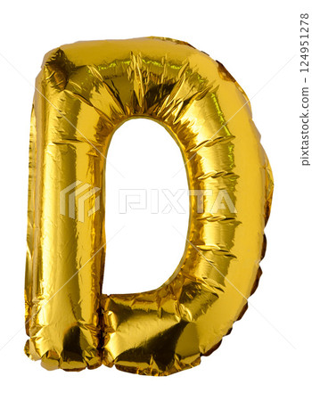 Gold Foil Balloon Letter D isolated 124951278