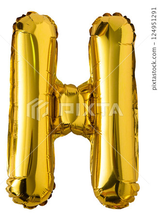 Gold Foil Letter H Balloon isolated Gold Foil Letter H Balloon isolated 124951291