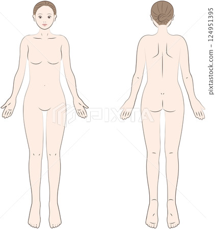 Female body seen from the front and back Female body seen from the front and back 124951395