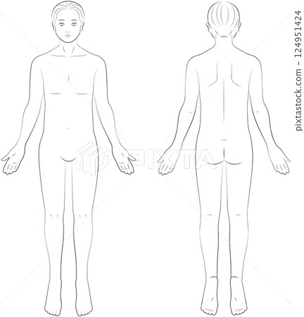 Male body seen from the front and back 124951424
