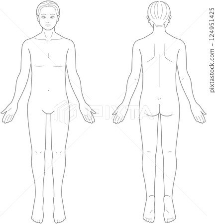 從正面和背面看男性身體 從正面和背面看男性身體 124951425