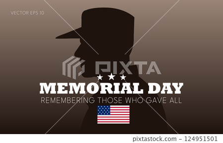 Memorial Day Poster with Soldier Silhouette and Crosses on Brown Gradient 124951501
