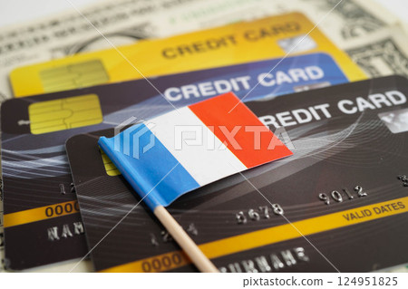 France flag on credit card, finance economy trading shopping online business. France flag on credit card, finance economy trading shopping online business. 124951825