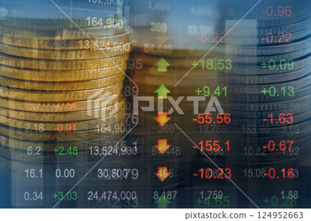 Stock market finance business, economy trend graph digital technology. 124952663