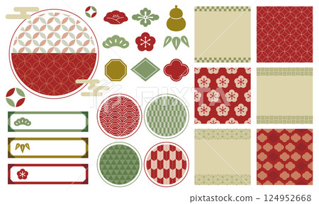 Japanese pattern frame set_Beige 124952668
