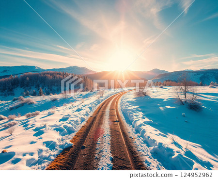 Winter road and clear sky 124952962