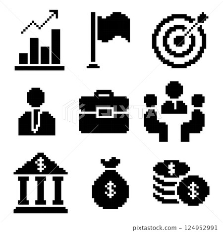 Pixel Business Icons Pack 124952991