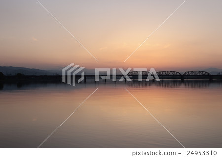 on the riverbed in the morning on the riverbed in the morning 124953310