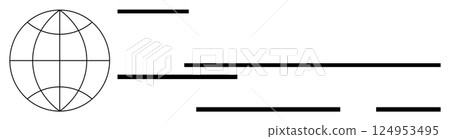 Abstract world globe with horizontal lines signifying global connectivity, communication, and information flow. Ideal for business, technology, networking, global communication, internet, education 124953495