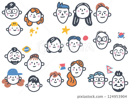 Foreigners in Japan and the national flag Foreigners in Japan series Set stock illustration material Foreigners in Japan and the national flag Foreigners in Japan series Set stock illustration material 124953904