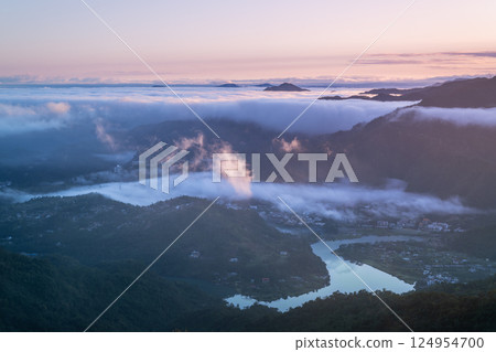 Spring Dawn in Taiwan: Lion Head Mountain Cloudscape. Spring Dawn in Taiwan: Lion Head Mountain Cloudscape. 124954700