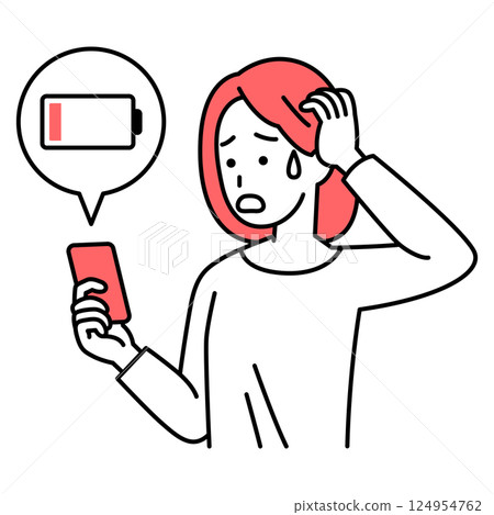 Casual woman having trouble with her smartphone running out of battery 124954762