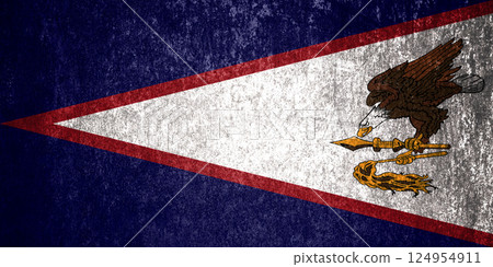 American Samoa State Flag. Dirty American Samoa flag on metal surface. 124954911