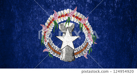 Northern Mariana Islands  Flag. Dirty Northern Mariana Islands flag on metal surface 124954920