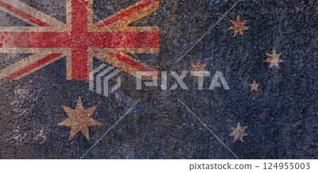 Australia state flag on a metal surface. Dirty grunge Australia flag. Australia state flag on a metal surface. Dirty grunge Australia flag. 124955003