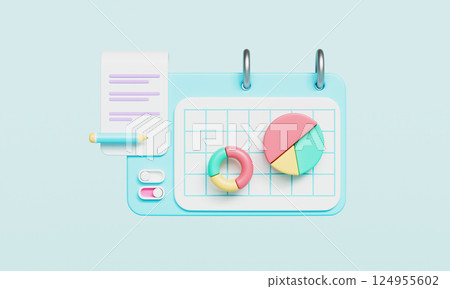 Business Chart Graph board  Icon. 3D Rendering 124955602