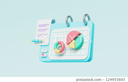 Business Chart Graph board Icon. 3D Rendering Business Chart Graph board Icon. 3D Rendering 124955603