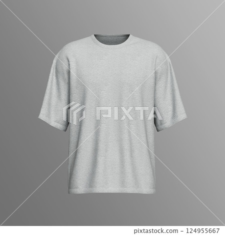 Gray Short Sleeved T-shirt Mock up on Gray Background. 3D Rendering Gray Short Sleeved T-shirt Mock up on Gray Background. 3D Rendering 124955667