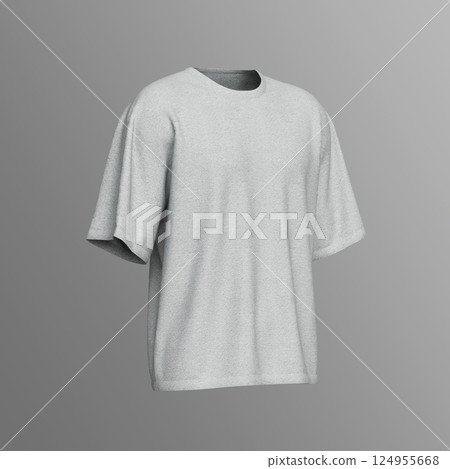 Gray Short Sleeved T-shirt Mock up on Gray Background. 3D Rendering Gray Short Sleeved T-shirt Mock up on Gray Background. 3D Rendering 124955668