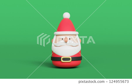 Santa Claus Roly-Poly Toy on Green Background. 3D Rendering. 124955673