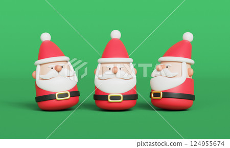 Santa Claus Roly-Poly Toy on Green Background. 3D Rendering. Santa Claus Roly-Poly Toy on Green Background. 3D Rendering. 124955674