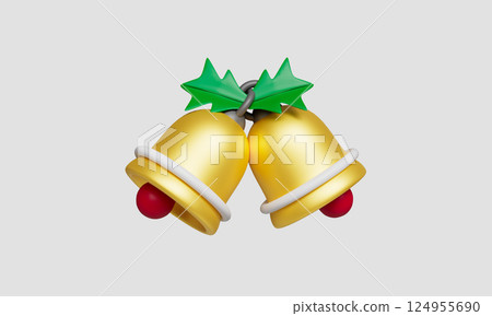 Christmas Bell icon. 3D Rendering 124955690