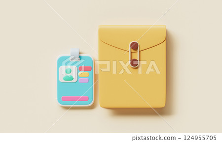 Document Envelope and ID Name Card Tag Icon. 3D Rendering 124955705