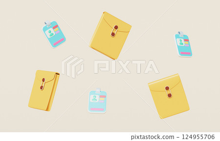 Document Envelope and ID Name Card Tag Icon. 3D Rendering 124955706