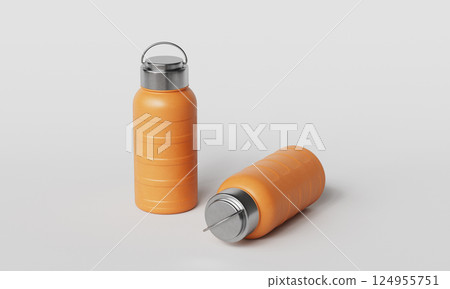 Portable Yellow Water Bottle Mock up. 3D Rendering 124955751