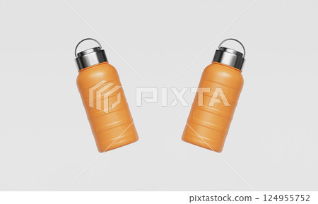 Portable Yellow Water Bottle Mock up. 3D Rendering 124955752