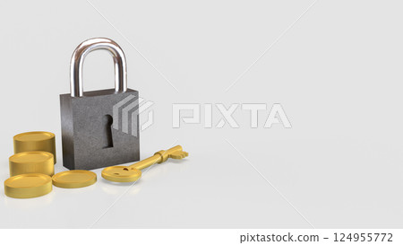 The Master key and lock for security or Business concept 3d Rendering. 124955772