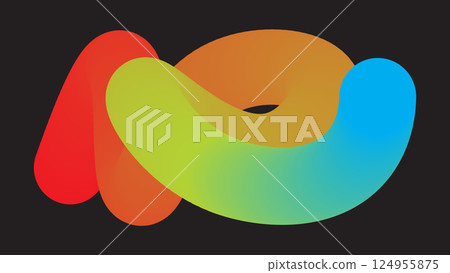 Colorful abstract swirling shape on black background. Vector illustration Colorful abstract swirling shape on black background. Vector illustration 124955875