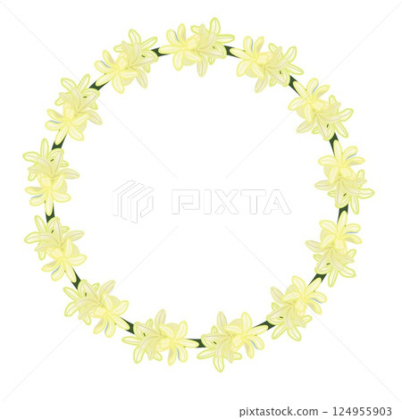 Yellow hyacinth flower wreath illustration 124955903
