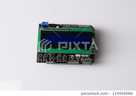 Collection of electronic components isolated in white 124956066