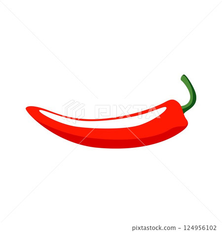 Chilli pepper flat design isolated vector illustration, hot red chili 124956102