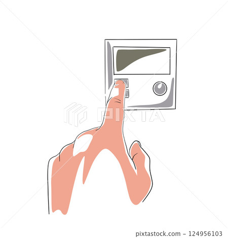 Energy saving, heating. Temperature adjustment on the thermostat. Isolated vector flat design illustration 124956103