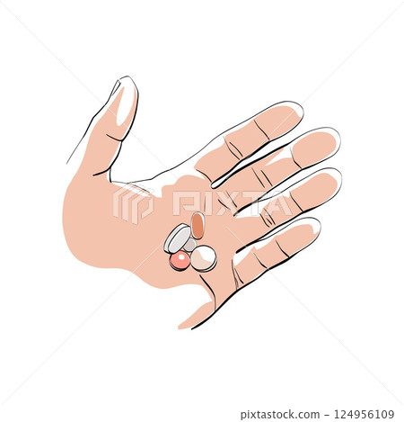 Healthcare. Close up view of hand with medication. Prescribed treatment. Mixing drugs. Health. 124956109