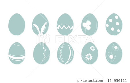 Easter eggs, set of flat design pastel easter eggs, isolated vector illustration 124956111