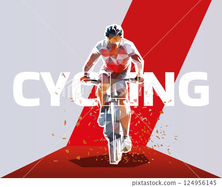 Cycling. Mountain biker graphic design, cyclist. Sports low poly vector illustration Cycling. Mountain biker graphic design, cyclist. Sports low poly vector illustration 124956145