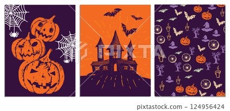 halloween, pumpkin, vector 124956424