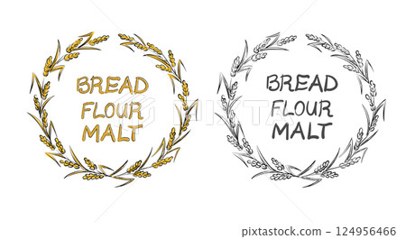 Wheaten Wreath Logo Bread Flour Malt Vector Wheaten Wreath Logo Bread Flour Malt Vector 124956466