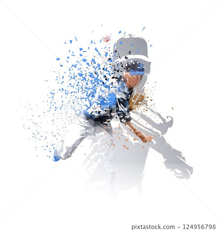 Baseball vector illustration, double exposure. Baseball players, pitcher, isolated vector drawing. Team sports clip art Baseball vector illustration, double exposure. Baseball players, pitcher, isolated vector drawing. Team sports clip art 124956798